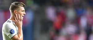 15.08.2018, Estland, Tallinn: Fußball: UEFA Supercup, Real Madrid - Atletico Madrid im Lilleküla Stadion. Toni Kroos von Real Madrid regaiert. 