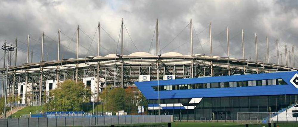 Zweitliga-Tempel. Das Hamburger Volksparkstadion im Stadtteil Stellingen.