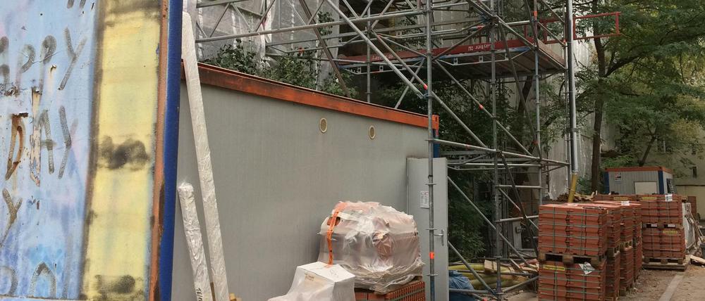 Die Baustelle an der Friedrichshainer Hausburg-Schule.