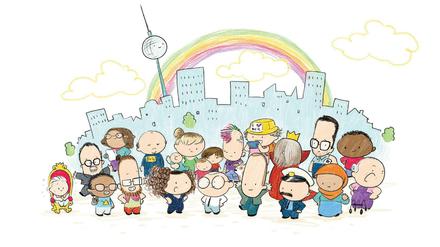 Berlin als Bühne: Einige der Hauptfiguren von Naomi Fearns täglichem Tagesspiegel-Strip.