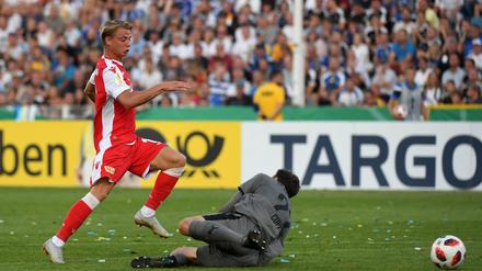 Den Schritt schneller. Simon Hedlund erzielte gegen Jena zwei Tore. 