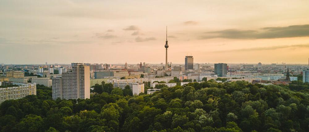 Eine Drohnenaufnahme vom Volkspark Friedrichshain. (Symbolbild)