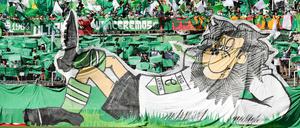 Festtag im Alfred-Kunze-Sportpark. Die Fans von Chemie Leipzig choreografieren ihr Team zum 2:1-Pokalsieg gegen Jahn Regensburg.