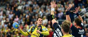 Entschlossen zum Titel. Andy Schmid (l.) von den Rhein-Neckar Löwen will sein Team gegen Meister Flensburg zum Sieg im Supercup werfen.