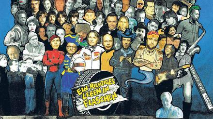 Alte Helden. Sänger Peter Hein und Gitarrist Xao Seffcheque (vorn Mitte) zwischen lauter Idolen auf dem Albumcover.