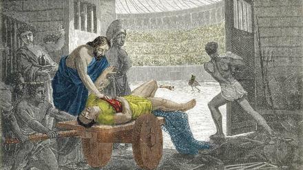 Galenus, der berühmteste Arzt im alten Rom, begann seine Karriere in einer Gladiatorenkaserne in Pergamon. Später wurde er kaiserlicher Leibarzt.