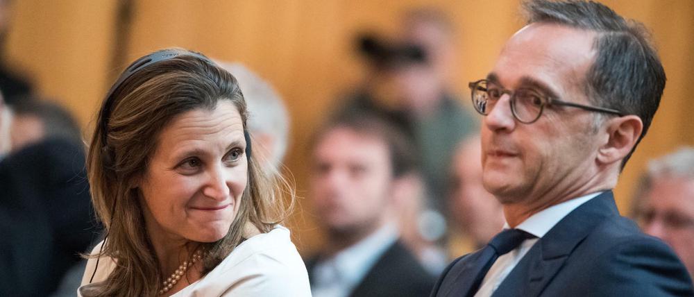 Bundesaußenminister Heiko Maas und Kanadas Außenministerin Chrystia Freeland bei der Eröffnung der Botschafterkonferenz im Auswärtigen Amt. 