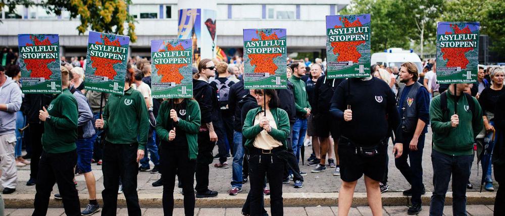Szene eines rechten Protestzugs in Chemnitz