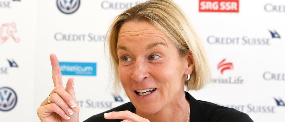 Martina Voss-Tecklenburg, 50, spielte 125 Mal für die deutsche Auswahl und wurde Europameisterin. Beim DFB wird sie Nachfolgerin von Interimstrainer Horst Hrubesch.