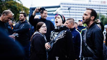 Teilnehmer des Schweigemarsches von AfD und PEGIDA am 1. September in Chemnitz.