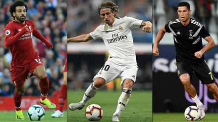 Wer wird es? In der engeren Auswahl stehen (von links): Mohamed Salah, Luka Modric und Cristiano Ronaldo. 