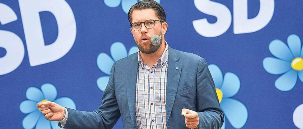 Im Aufwind. Jimmie Åkesson, Chef der Schwedendemokraten, nutzt die zunehmend immigrationsfeindliche Stimmung im Land aus. 