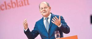 Olaf Scholz erklärte auf dem Bankengipfel am Donnerstag in Frankfurt auch seine privates Anlegerverhalten. 