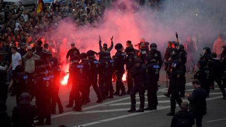 Rechte Demonstranten vor einer Woche in Chemnitz.
