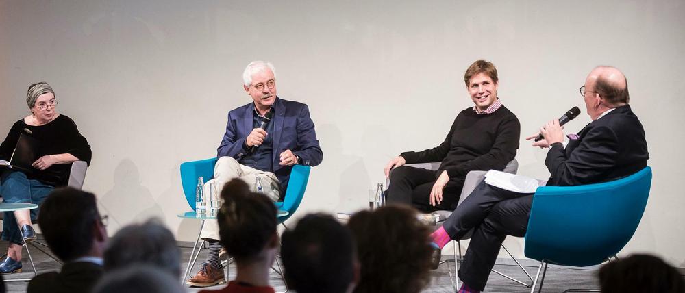 Andrea Wulf, Rüdiger Schaper und Daniel Kehlmann mit Denis Scheck (l-r). 