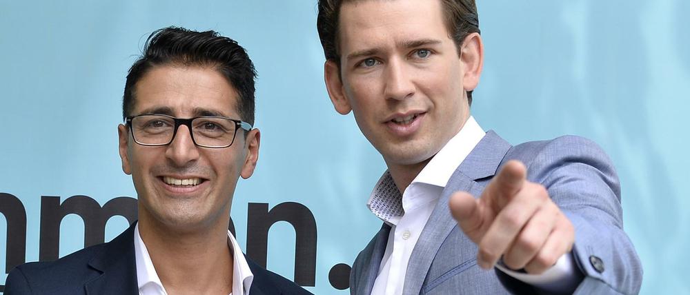 ARCHIV - 07.07.2017, Österreich, Wien: Efgani Dönmez (ÖVP) und ÖVP-Chef Sebastian Kurz (r) während einer Pressekonferenz zum Thema «Neues von der Bewegung Liste Sebastian Kurz - die neue Volkspartei». Ein Politiker aus Österreich ist aus der konservativen ÖVP-Parlamentsfraktion ausgeschlossen worden, weil er eine Staatssekretärin im Berliner Senat sexistisch beleidigt hat. Foto: Herbert Pfarrhofer/APA/dpa +++ dpa-Bildfunk +++