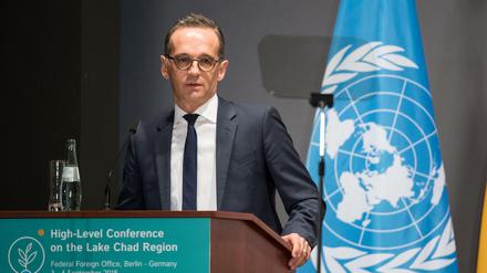 Außenminister Heiko Maas (SPD) bei der Eröffnung der Tschadsee-Konferenz im Auswärtigen Amt.