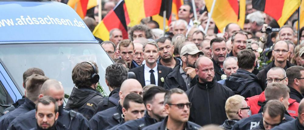 Björn Höcke und Lutz Bachmann bei der rechten Demo in Chemnitz