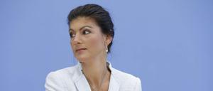 Sahra Wagenknecht, Vorsitzende der Bundestags-Fraktion der Linken, bei der Vorstellung ihrer Bewegung "Aufstehen" in Berlin.