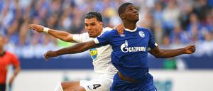 Hiergeblieben! Hertha-Spieler Karim Rekik (links) und der Schalker Breel Embolo.