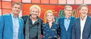 Sie wissen alles. Armin Assinger, Thomas Gottschalk, Susanne Kunz, Günther Jauch und Jörg Pilawa (von links nach rechts).