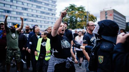 Ausschreitungen bei der Pro-Chemnitz-Veranstaltung am 27. August.