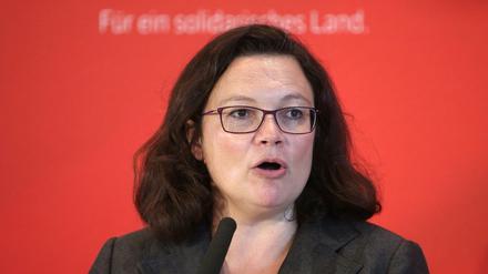 Andrea Nahles, SPD-Bundesvorsitzende und Fraktionsvorsitzende der SPD, kämpft gegen schlechte Umfragewerte. 