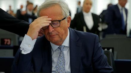 EU-Kommissionschef Jean-Claude Juncker vor der Debatte im EU-Parlament.