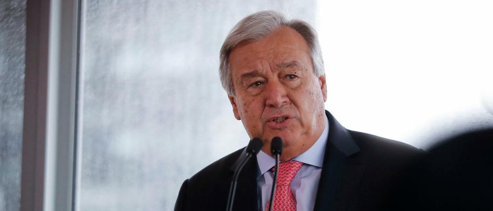 Antonio Guterres, UN-Generalsekretär, bei seiner Rede im UN-Hauptquartier.