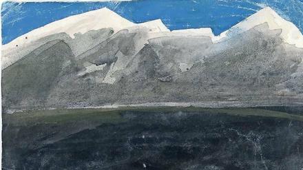 Zackig. Aquarell „Die Schweiz“ von Walter Dahn (Galerie Philipp Rosen).