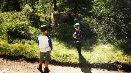 Ruhige Momente, wie hier am Straßenrand in Italien, sind flüchtig, wenn man mit Kindern verreist. 