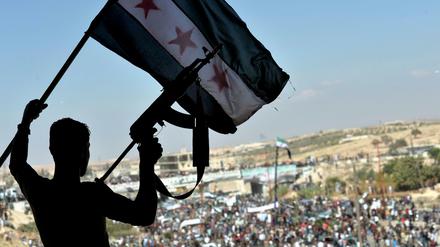 Protest gegen die Offensive der syrischen Regierung in der Provinz Idlib.
