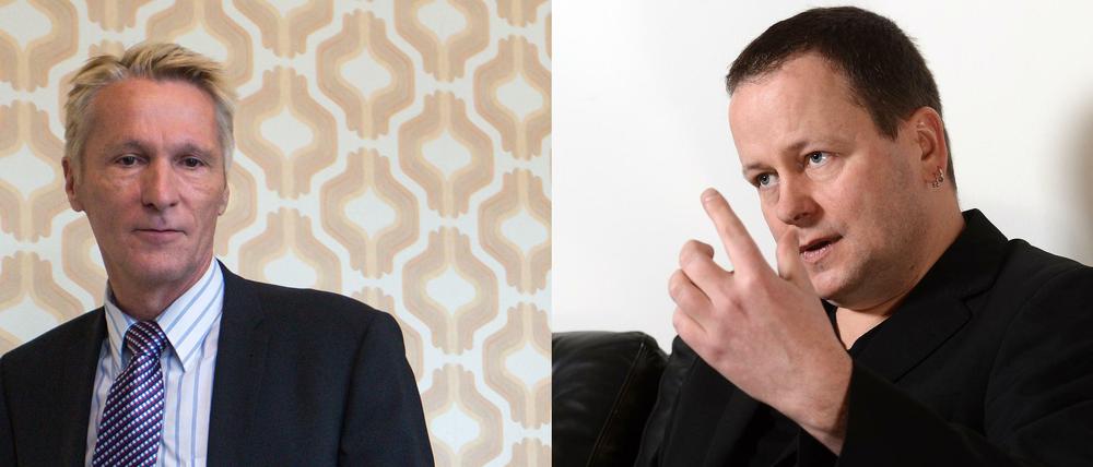 Der Direktor der Stasi-Gedenkstätte Hohenschönhausen, Hubertus Knabe (links), und Berlins Kultursenator Klaus Lederer (Linke)