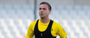 Traurig beim Training in Brügge: Mario Götze.