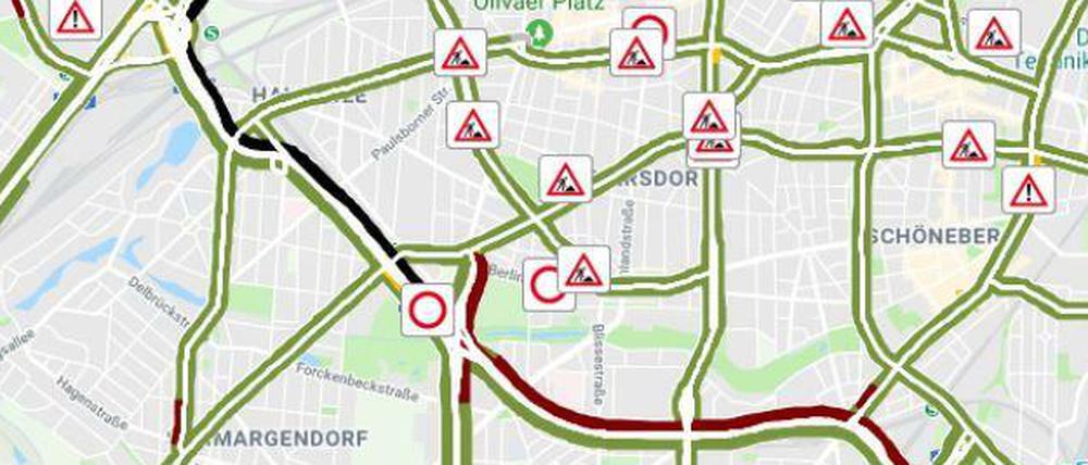 Kilometerlange Sperrung. Momentaufnahme aus dem Berufsverkehr von Mittwoch gegen 7.30 Uhr