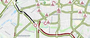 Kilometerlange Sperrung. Momentaufnahme aus dem Berufsverkehr von Mittwoch gegen 7.30 Uhr