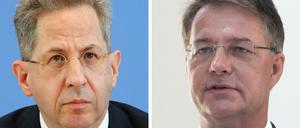 Hans-Georg Maaßen (l), Präsident des Bundesamtes für Verfassungsschutz, und Gunther Adler, beamteter Staatssekretär im Bundesinnenministerium.