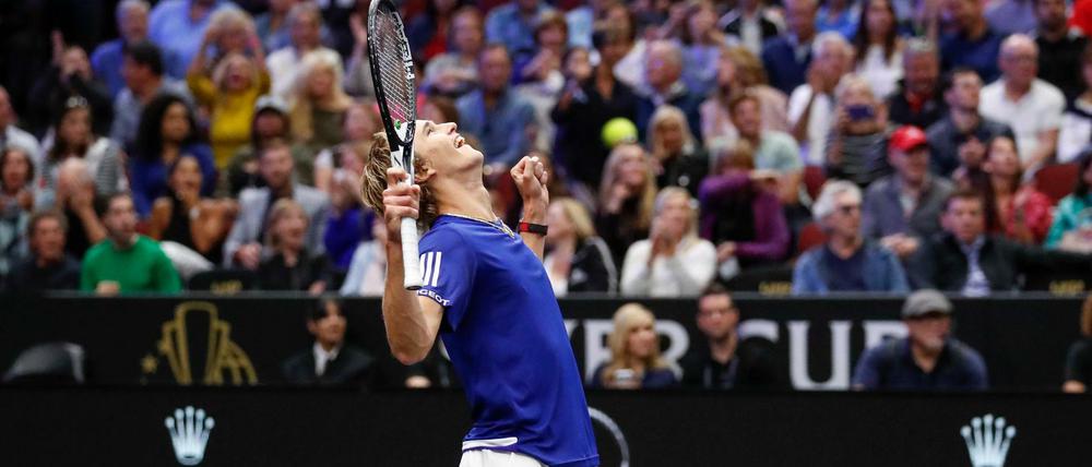Erlösung. Alexander Zverev nach dem entscheidenden Punkt.