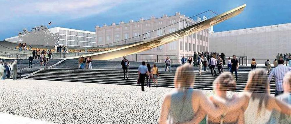 Gewuppt. In sechs Jahren soll das Denkmal fertig sein – so lautet zumindest der Plan. Das wäre dann pünktlich zum 35. Jahrestag des Mauerfalls. Simu: Milla &amp; Partner