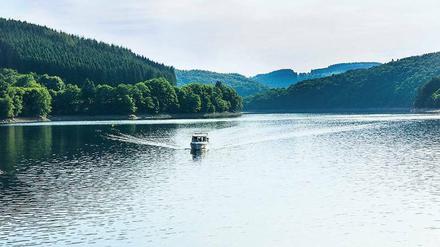 Verseucht. Das Solarboot schippert einsam vor sich hin. Baden, Segeln, Tauchen sind diesen Sommer verboten.