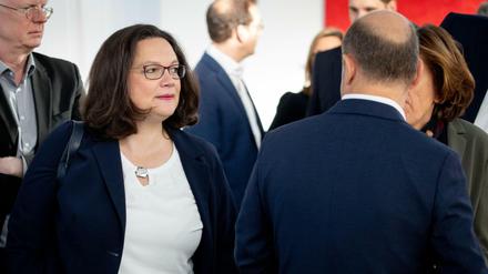 Andrea Nahles, Fraktions- und Parteivorsitzende der SPD im Willy-Brandt-Haus in Berlin.