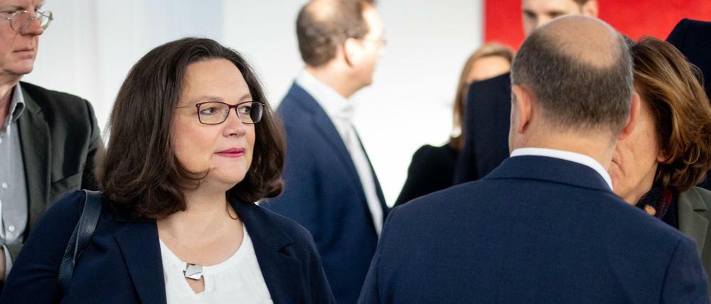 Andrea Nahles, Fraktions- und Parteivorsitzende der SPD im Willy-Brandt-Haus in Berlin.