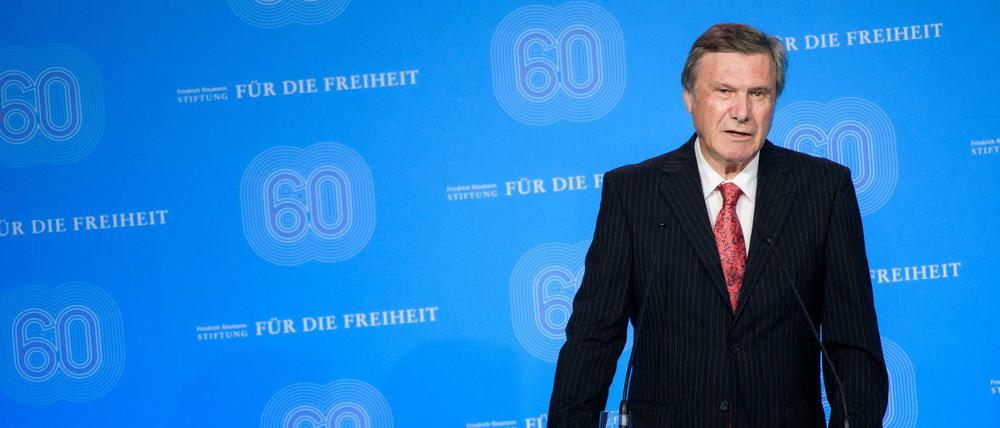 Wolfgang Gerhardt, Vorsitzender des Vorstandes der Friedrich-Naumann-Stiftung für die Freiheit, spricht während eines Festaktes zum 60. Geburtstag der parteinahen politischen Stiftung. 