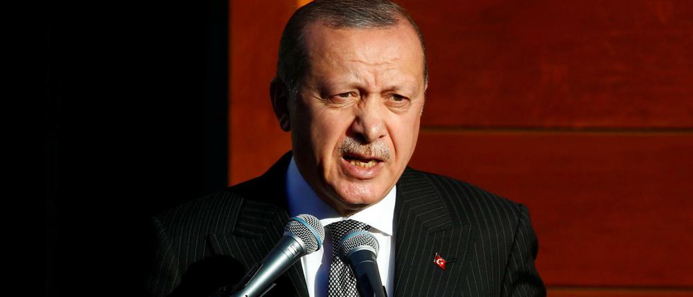 Recep Tayyip Erdogan bei seiner Ansprache zur Eröffnung der Ditib-Zentralmoschee in Köln.