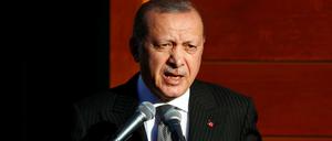 Recep Tayyip Erdogan bei seiner Ansprache zur Eröffnung der Ditib-Zentralmoschee in Köln.