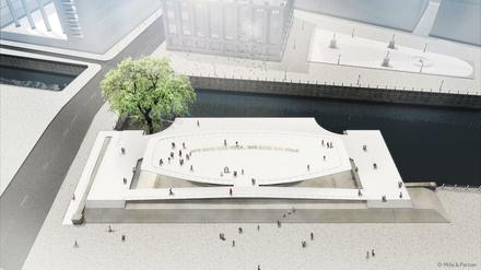 Eine Computergrafik zeigt den Entwurf der Gestalter Milla &amp; Partner für das in Berlin geplante Freiheits- und Einheitsdenkmal. 