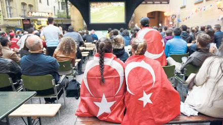 Die Sehgewohnheiten von Deutschen und Türken – hier gemeinsam beim EM-Spiel 2016 Türkei gegen Spanien – unterscheiden sich deutlich. Selbst RTL schafft es bei türkischen Migranten nicht immer in die Top 10. 