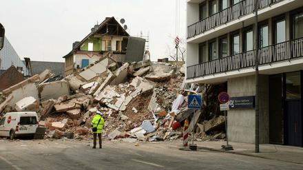 Das eingestürzte historische Stadtarchiv in Köln. 