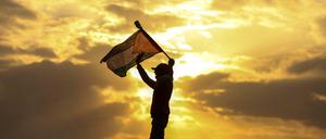 Ein palästinensischer Demonstrant demonstriert im Dezember 2017 gegen die Entscheidung der USA, die Botschaft nach Jerusalem zu verlegen.