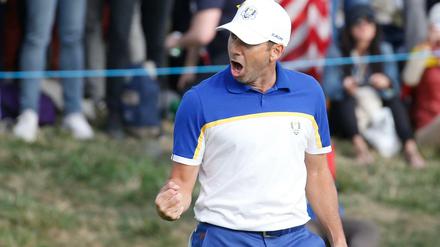 Geschafft. Sergio Garcia jubelt über den europäischen Sieg beim Ryder Cup.